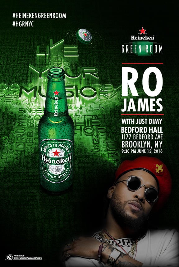 #HeinekenGreenRoom NYC feat. Ro James at Bedford Hall on 06-15-16