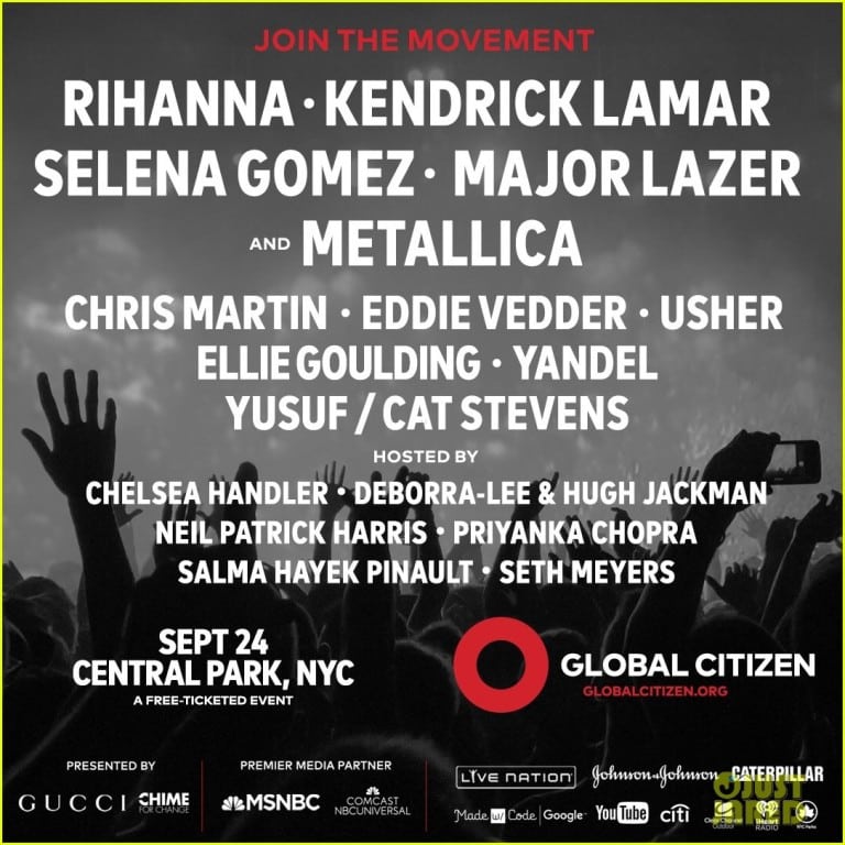 Global Citizen Festival 2016 Lineup